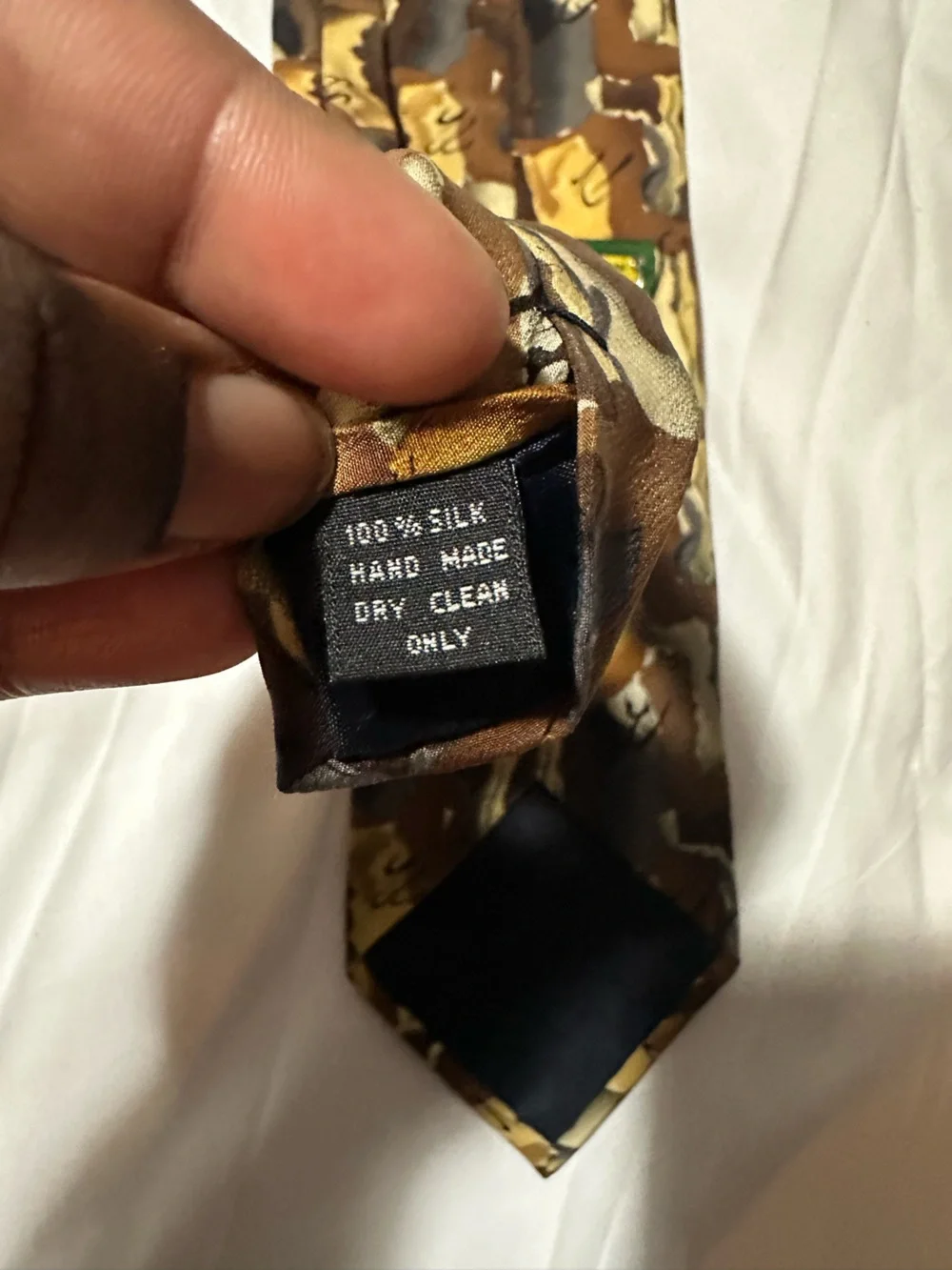 J. Garcia Gold, Brown and Tan Geometric Pattern Men’s Tie